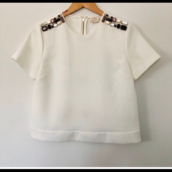 Kate Spade♠️ Embellished Crepe top - Picture 2 of 4
